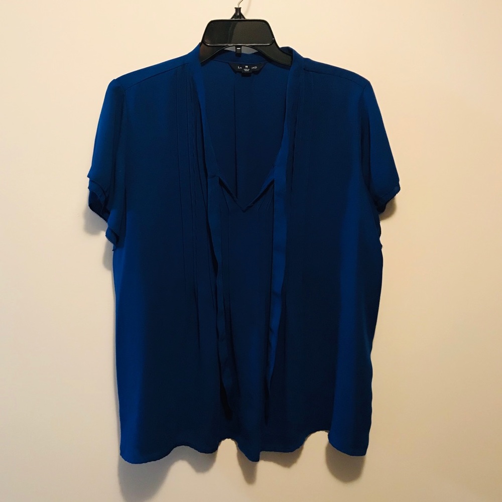 Cobalt blue blouse with necktie bow